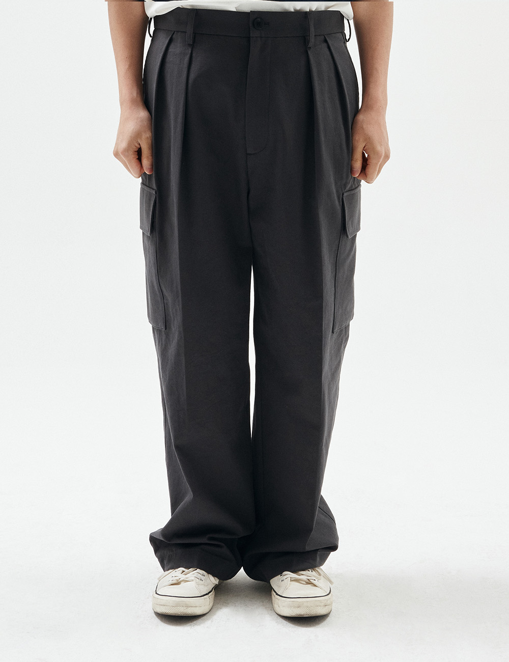 [ESFAI] WIDE CARGO PANTS PPP47 (CHARCOAL GRAY)